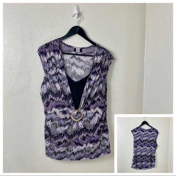 Studio 1940 Tops - Shimmery Top. Studio 1940. Purple/Black.